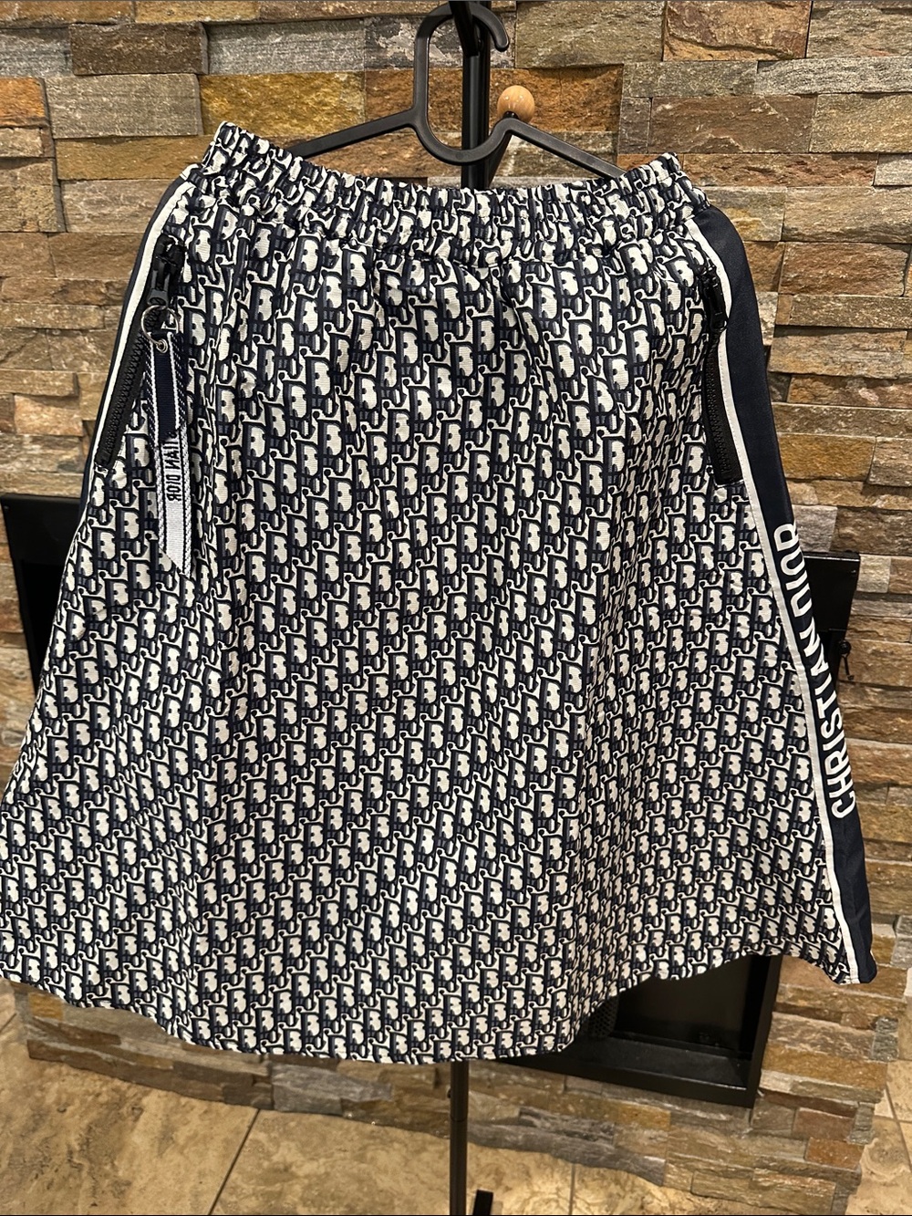 Navy & White Logo Skater Skirt with Side Stripe size L
